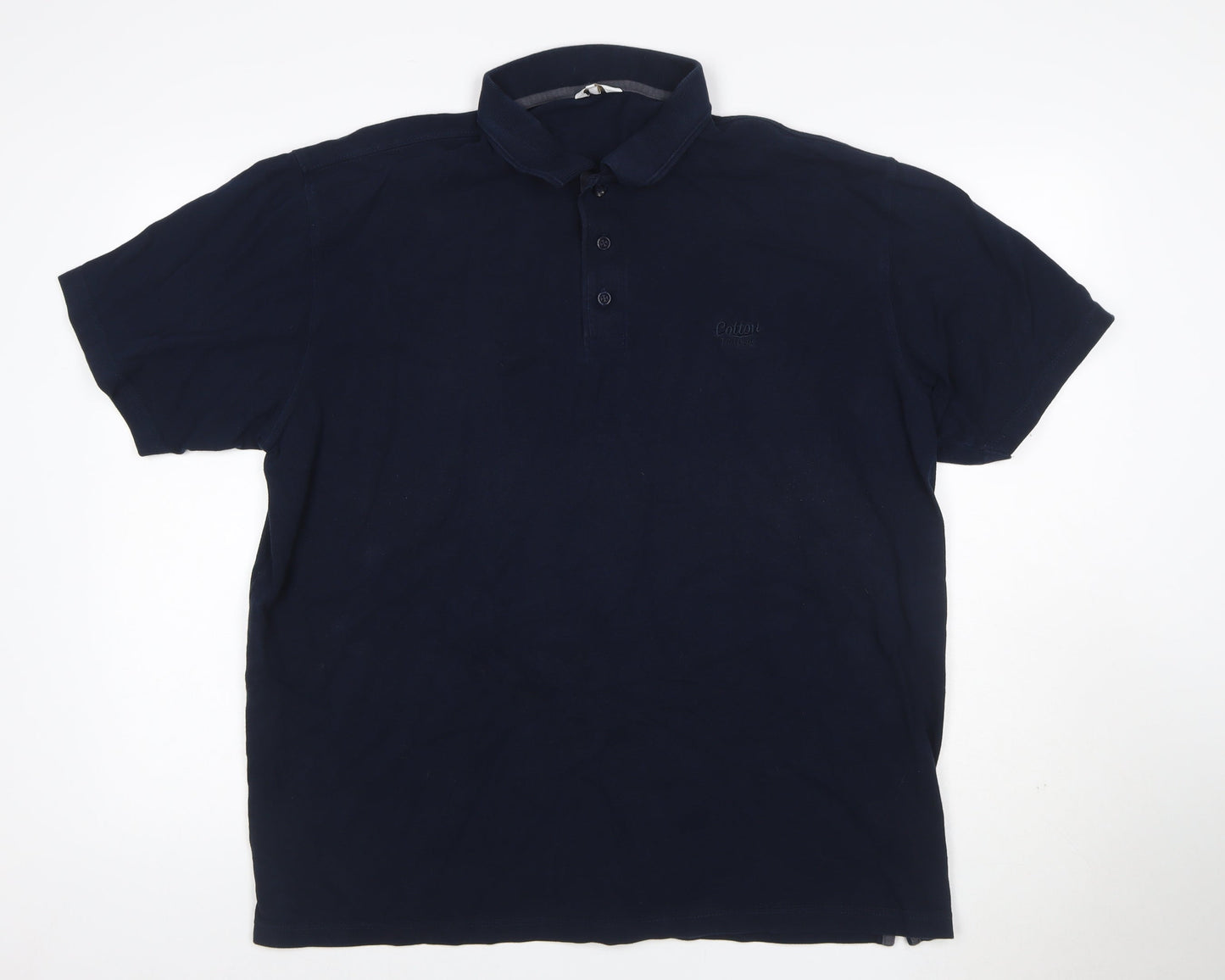 Cotton Traders Men’s Navy Blue 2XL Cotton Logo Short Sleeve Polo Shirt