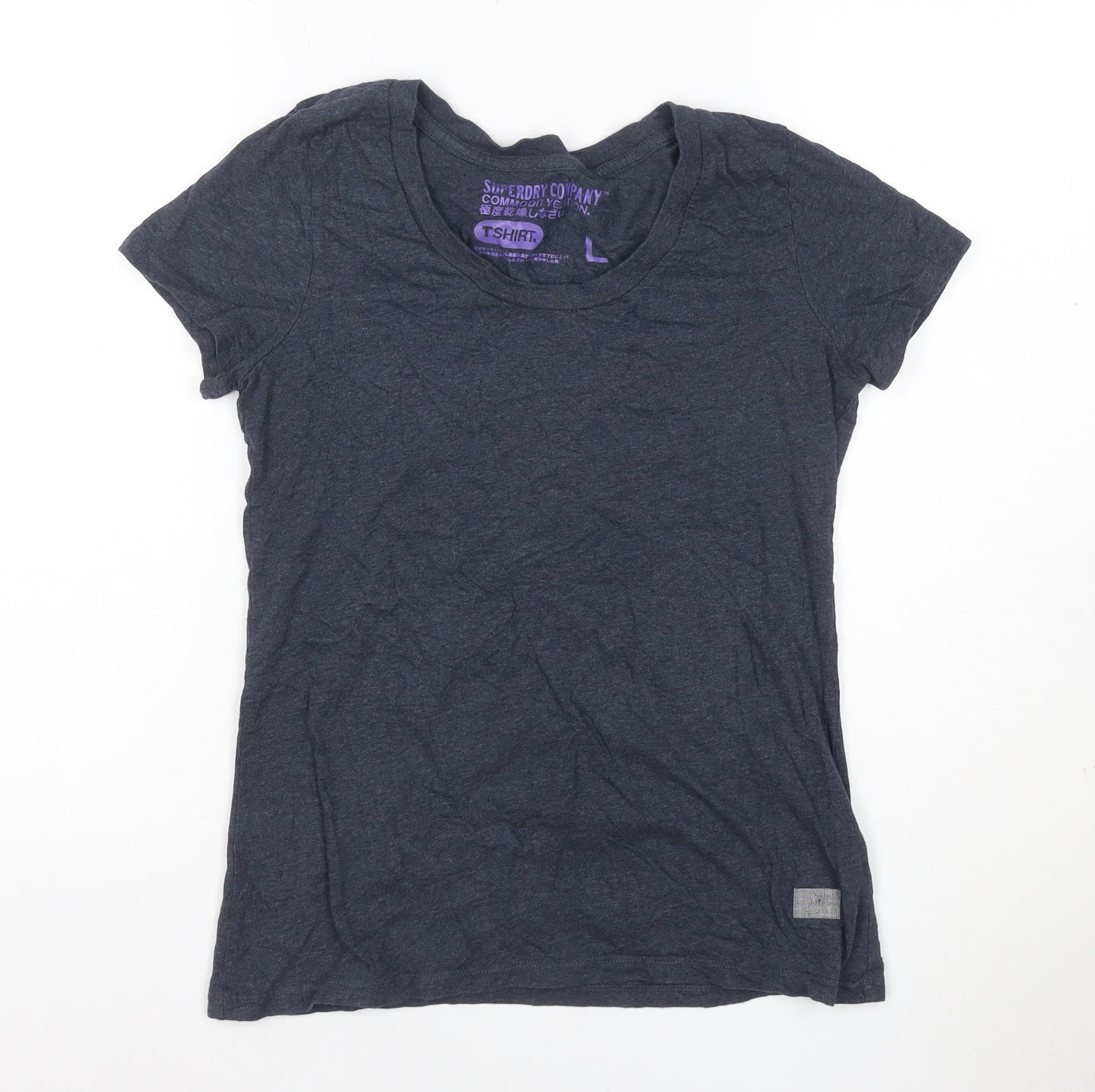 Superdry Women’s Blue L Basic Cotton Crew Neck Short Sleeve T-Shirt