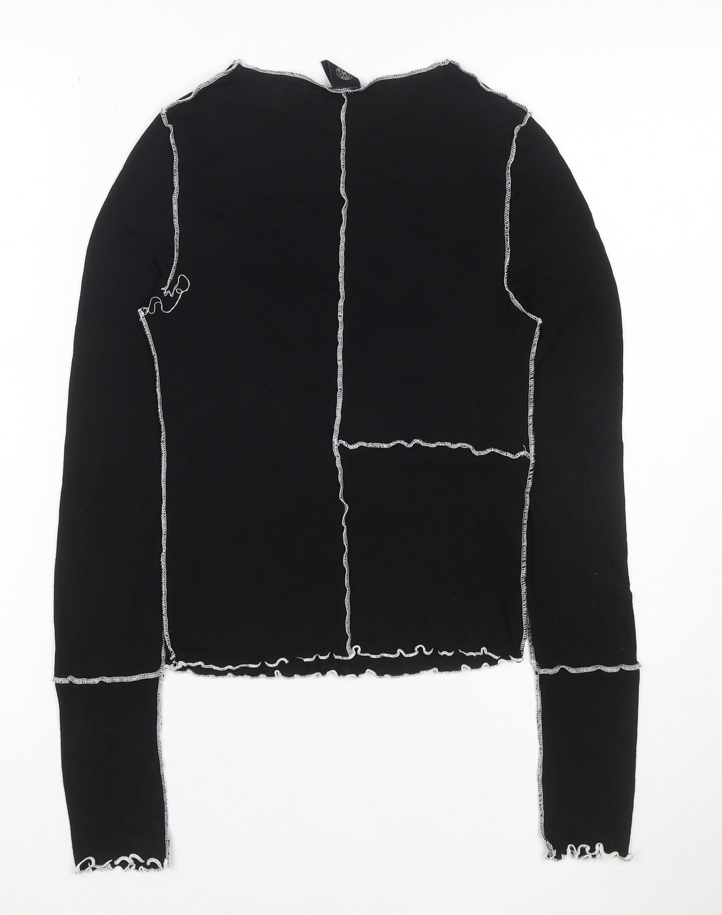 Urban Outfitters Women Black M Cropped Contrast Seam Long Sleeve T-Shirt