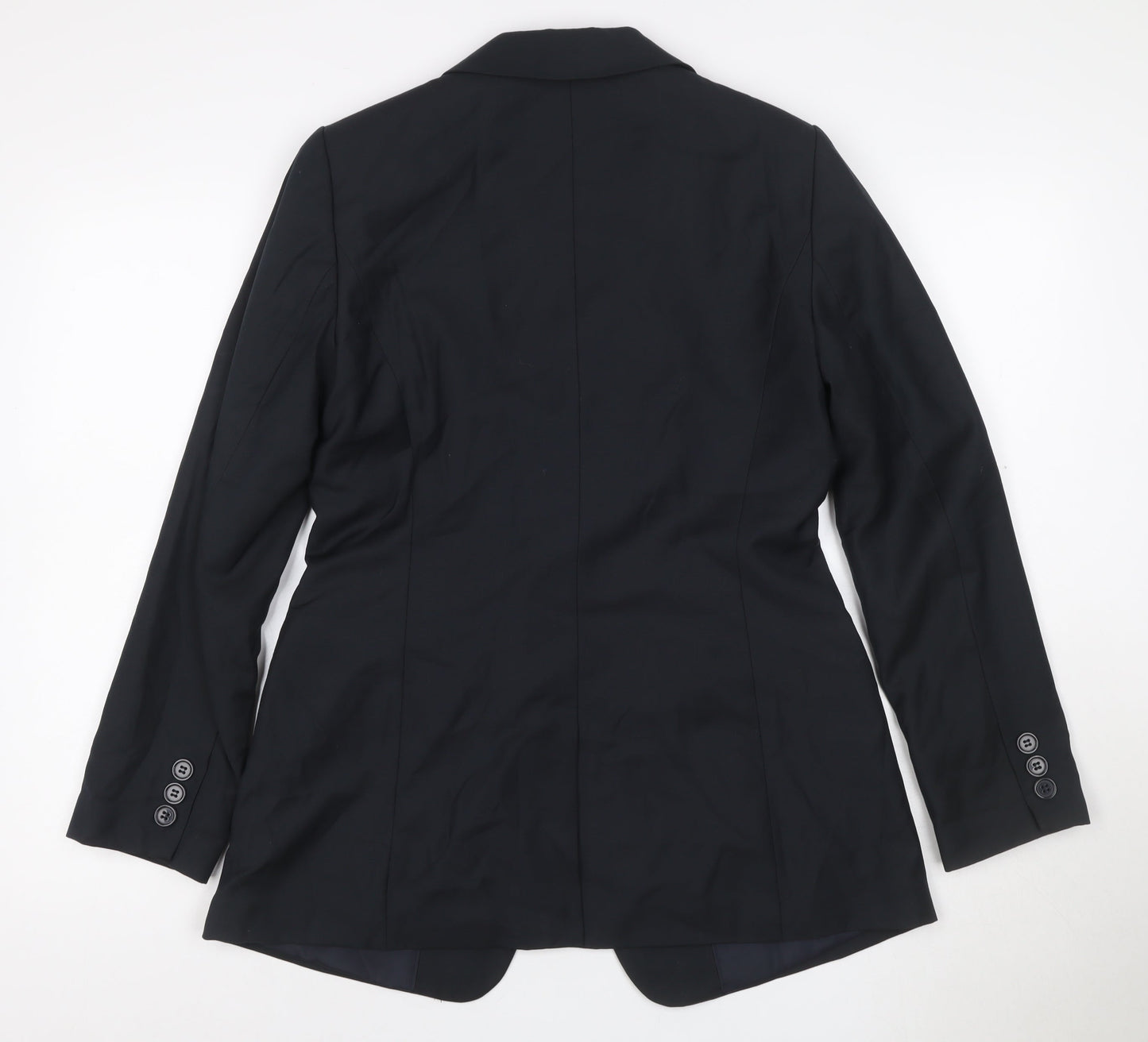 Marks & Spencer Women Black Size 12 Tailored Single-Breasted Blazer