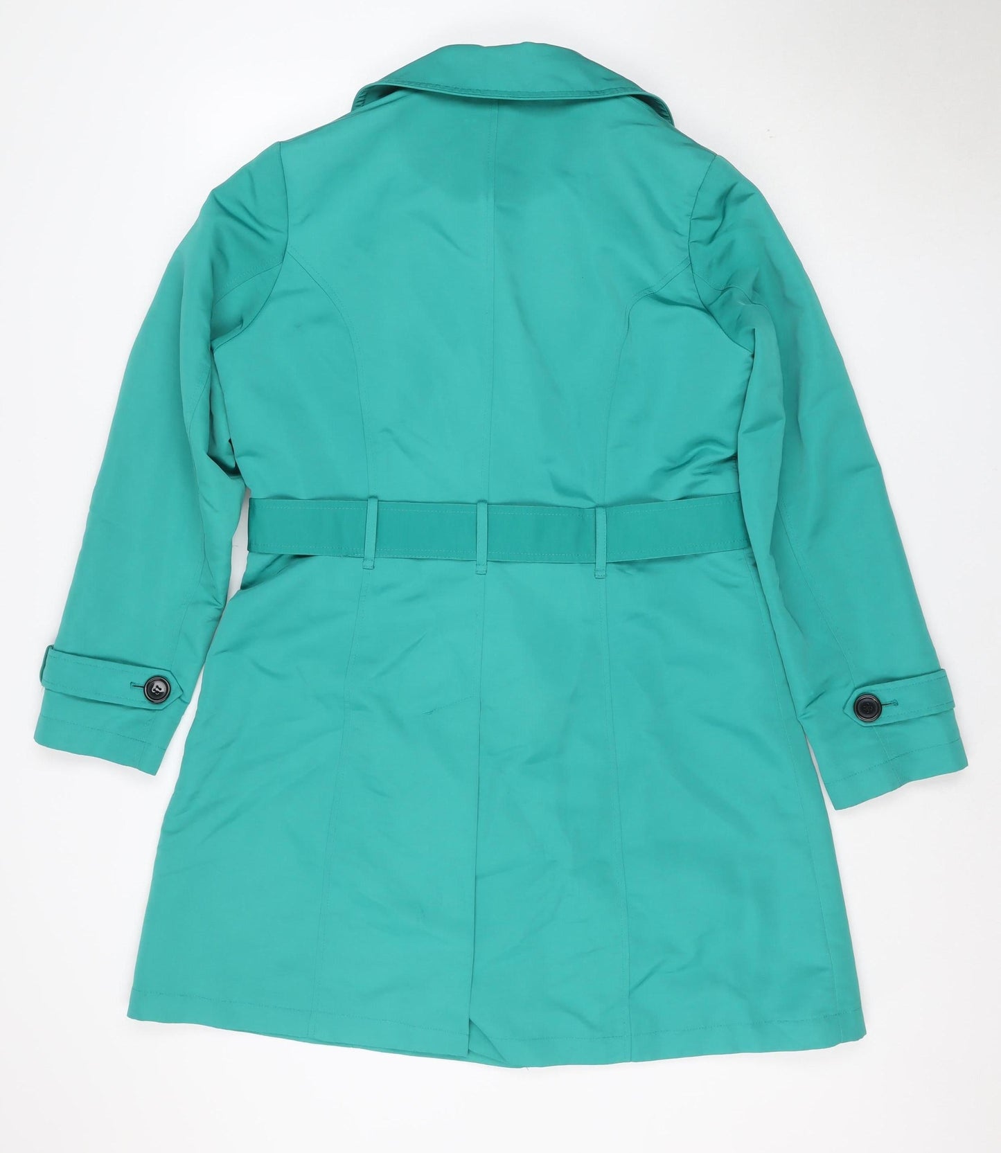 M&S Women’s Green UK 14 Long Belted Trench Coat