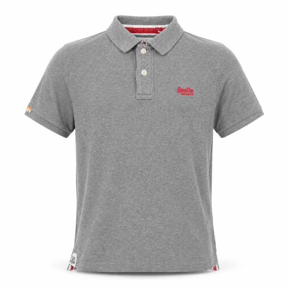 Superdry Men’s Grey Logo Embroidered Short Sleeve Polo Shirt Size L