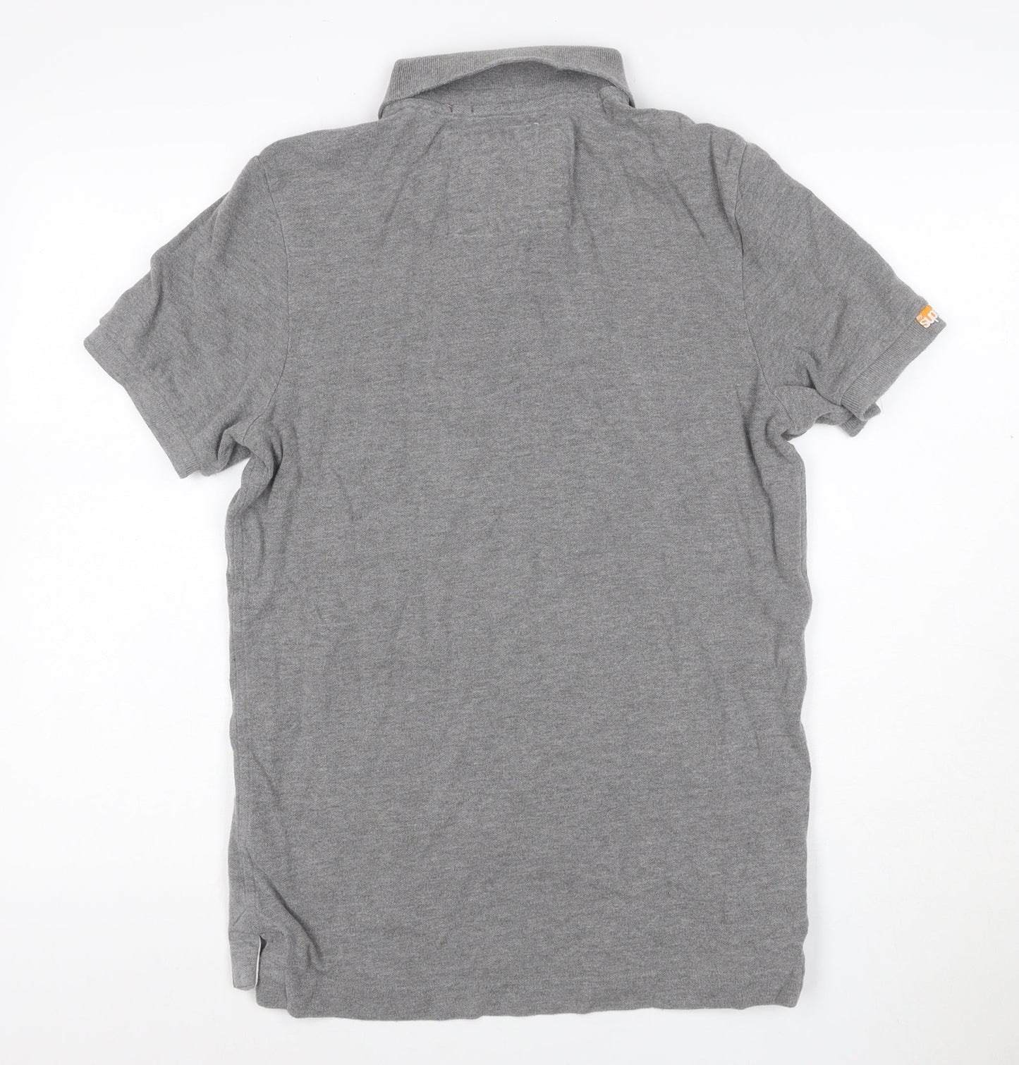 Superdry Men’s Grey Logo Embroidered Short Sleeve Polo Shirt Size L