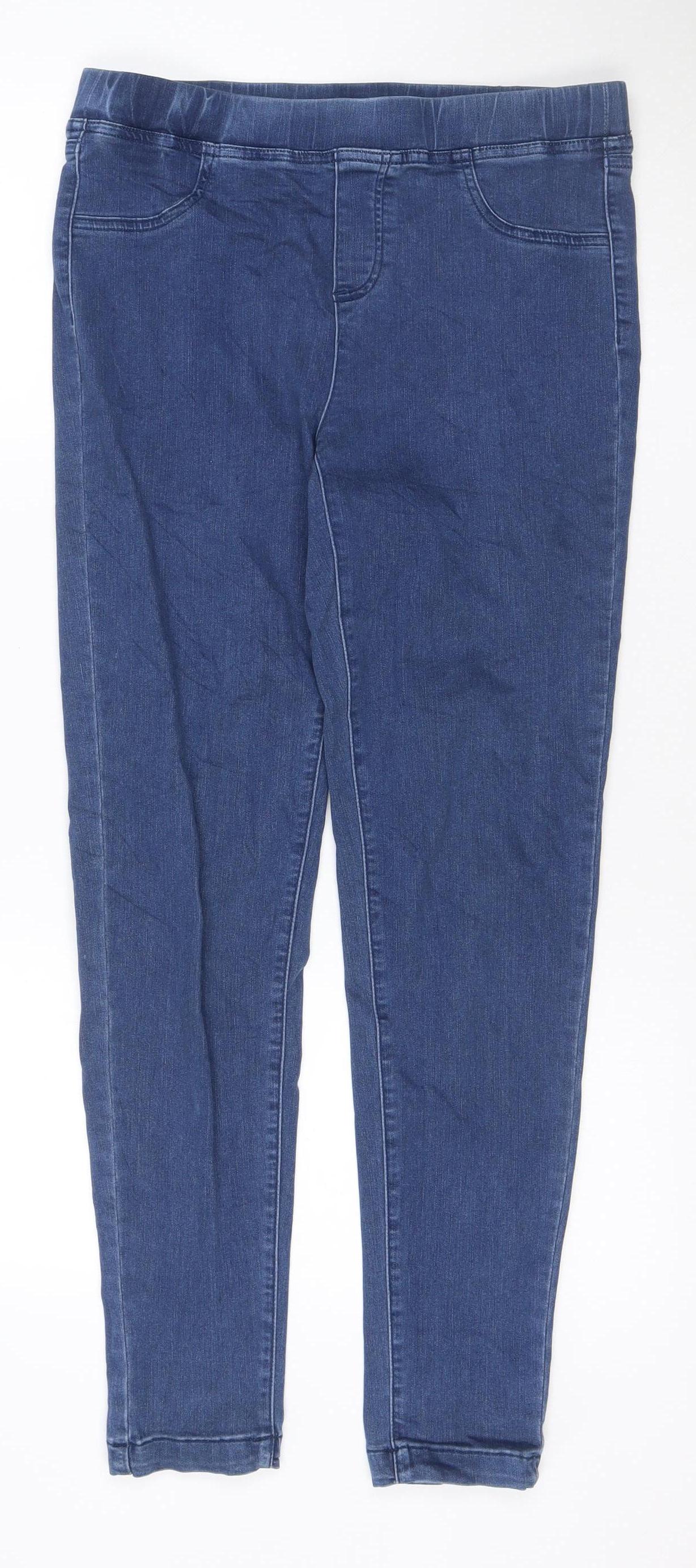 Pins Women Blue UK 12 Skinny Stretch Denim Jeggings Pull-On Pockets