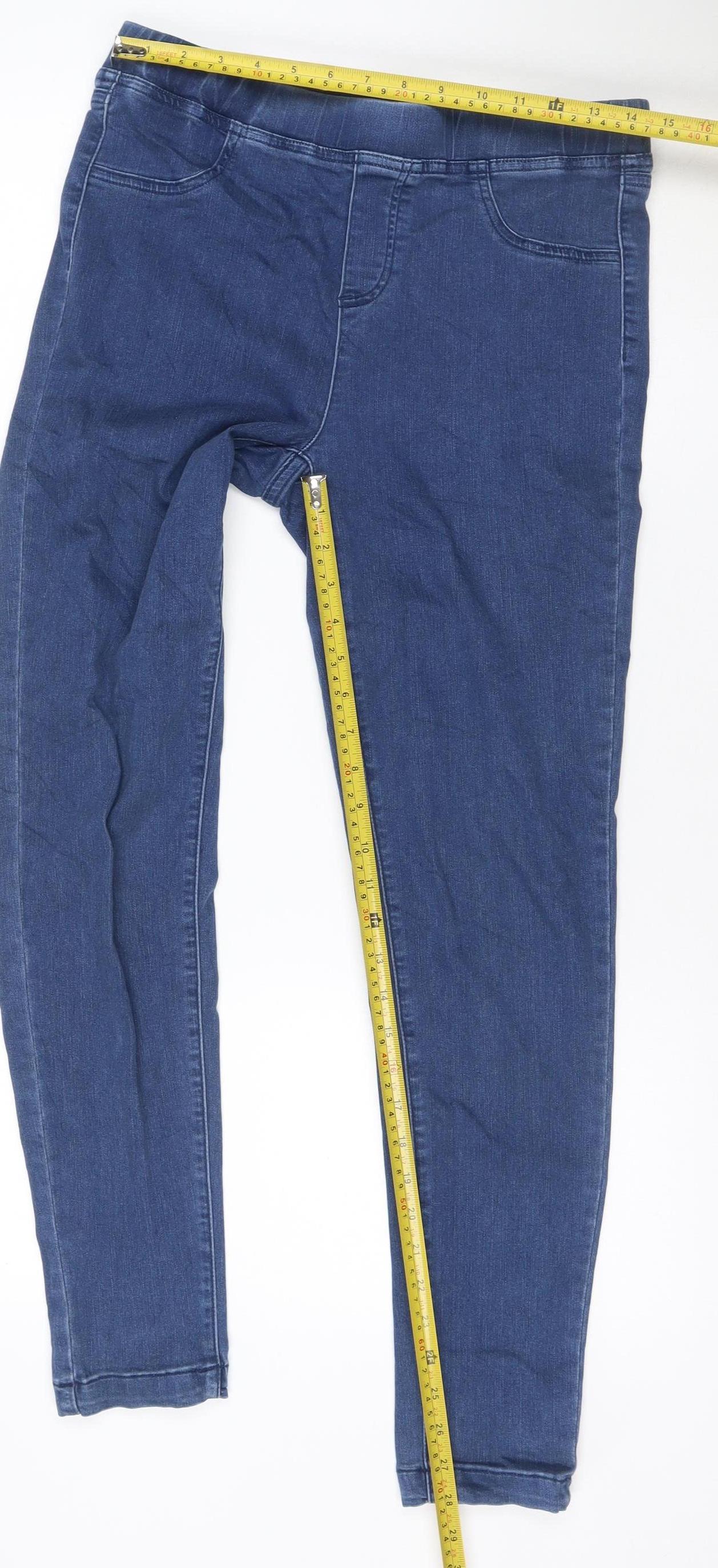 Pins Women Blue UK 12 Skinny Stretch Denim Jeggings Pull-On Pockets