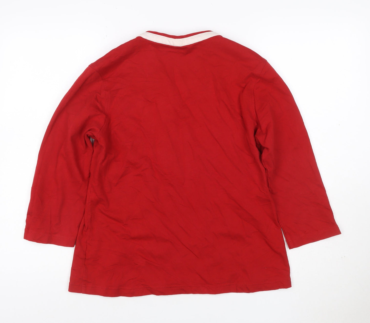 adidas Women Red UK 14 Lions Long Sleeve V-Neck Rugby Jersey Top
