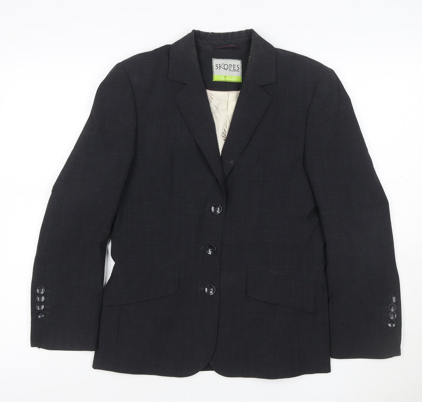 Skopes Women Black Size 8 Tailored Wool Blend 3 Button Blazer