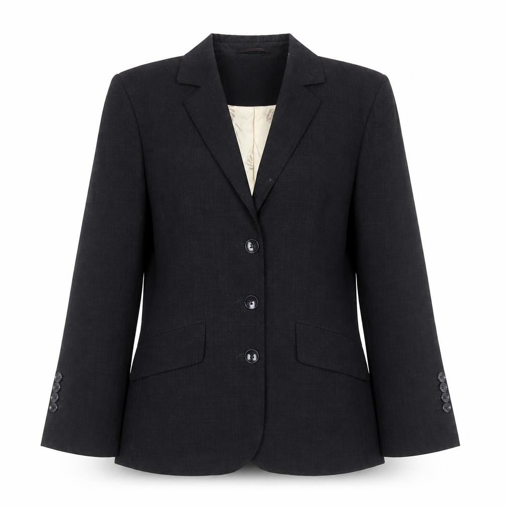 Skopes Women Black Size 8 Tailored Wool Blend 3 Button Blazer
