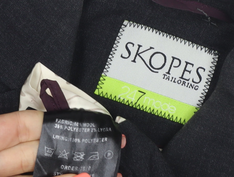 Skopes Women Black Size 8 Tailored Wool Blend 3 Button Blazer