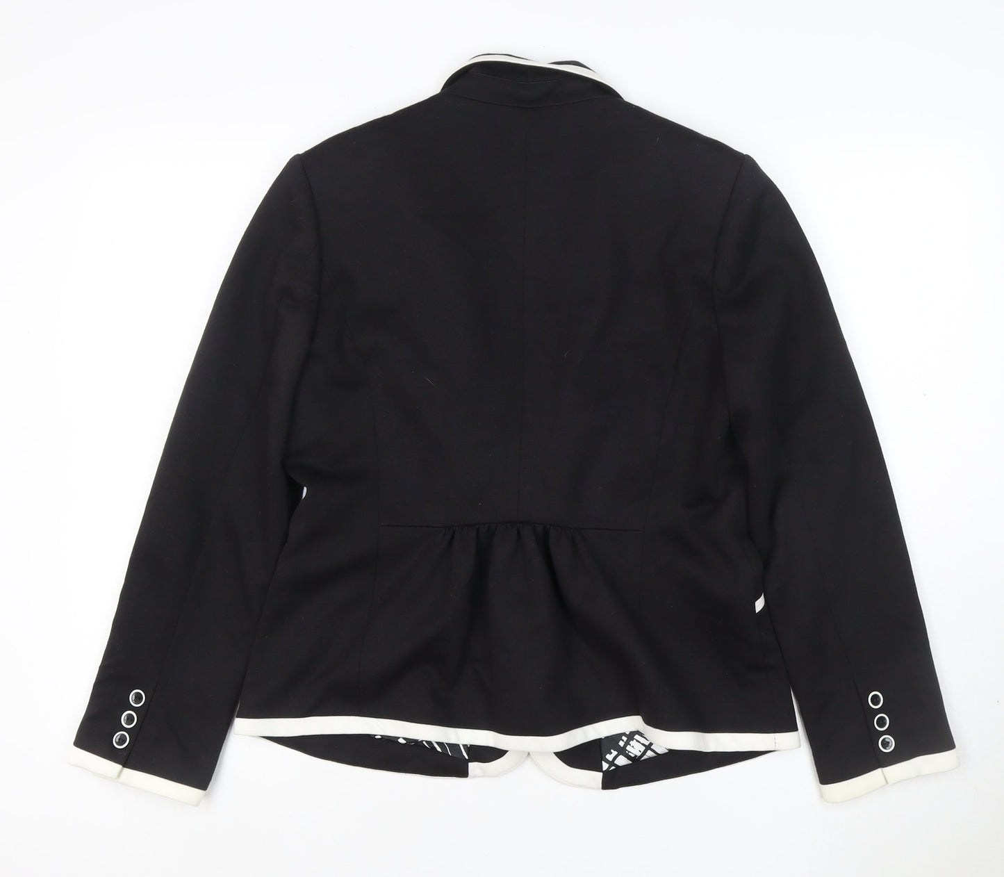 Per Una Women’s Black White Trim Blazer Jacket UK 14 Tailored