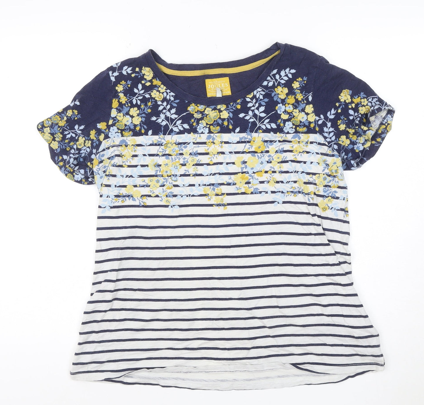 Joules Women’s Multicoloured UK 16 Floral Stripe Cotton Jersey T-Shirt