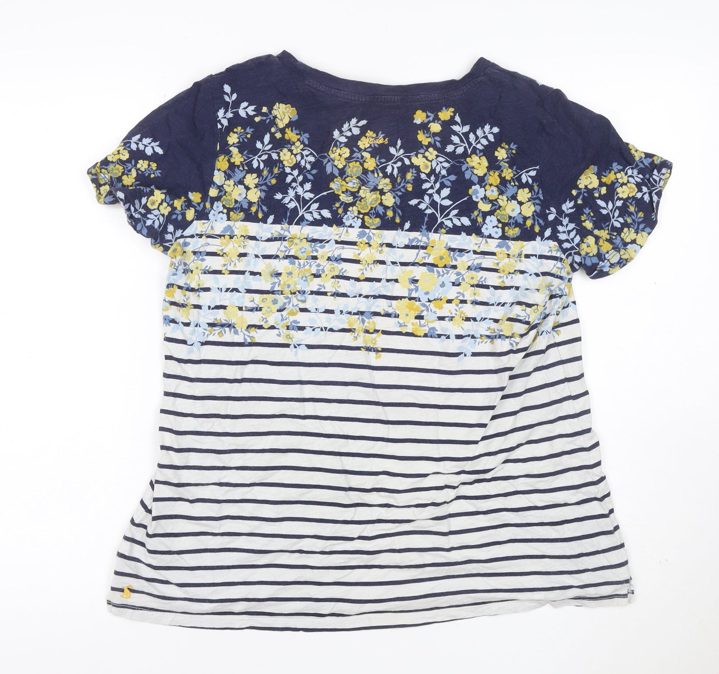 Joules Women’s Multicoloured UK 16 Floral Stripe Cotton Jersey T-Shirt