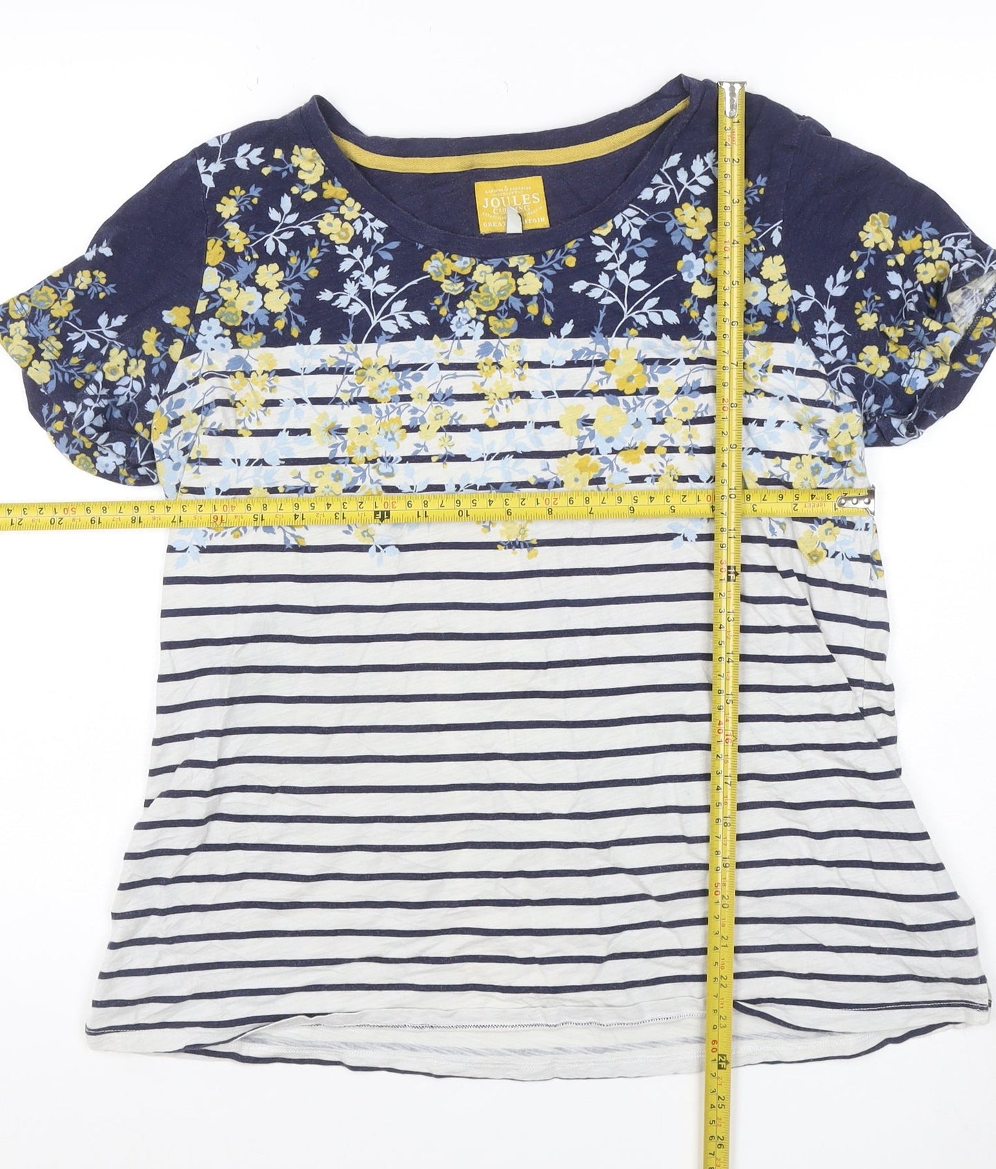 Joules Women’s Multicoloured UK 16 Floral Stripe Cotton Jersey T-Shirt