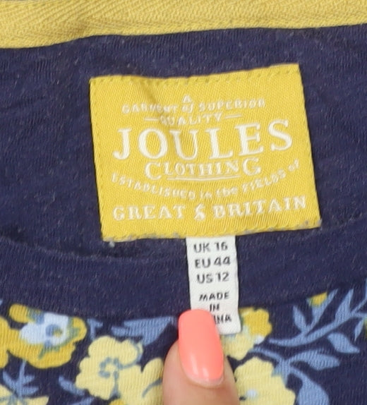 Joules Women’s Multicoloured UK 16 Floral Stripe Cotton Jersey T-Shirt