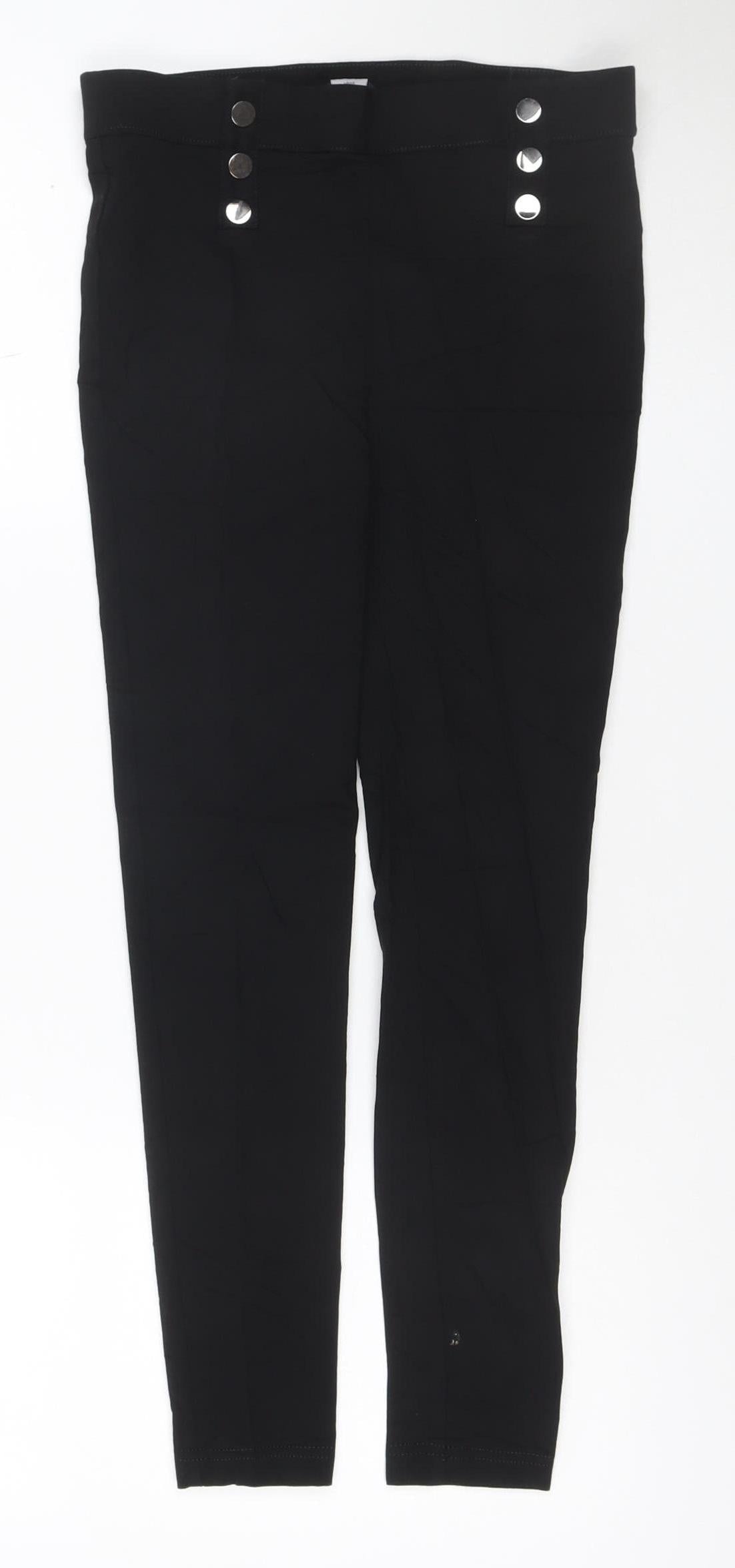 M&Co Women Black Size 8 Cropped Straight Stretch Trousers