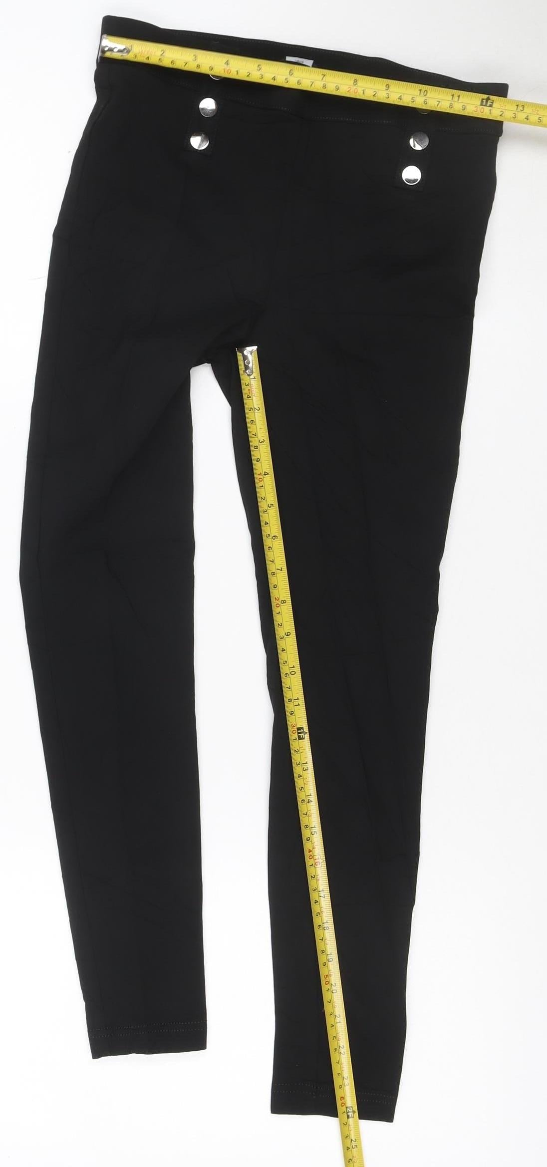 M&Co Women Black Size 8 Cropped Straight Stretch Trousers