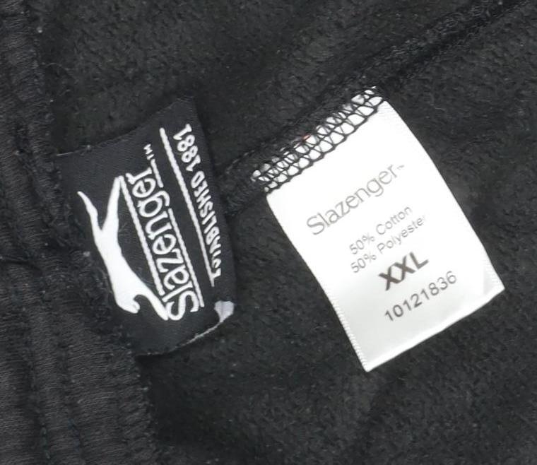 Slazenger Men’s Black 2XL Fleece Sweatpants Elastic Waist Zip Pockets