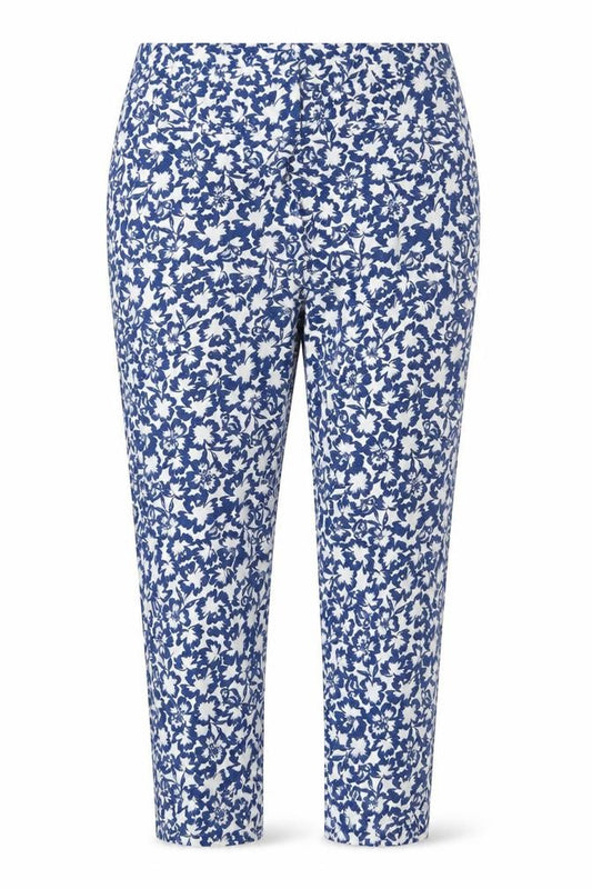 Warehouse Women’s Blue Floral Cropped Skinny Trousers UK 12 Stretch