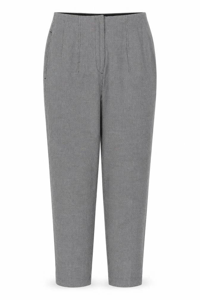 Marks & Spencer Women Grey Check Trousers UK 12 Regular Stretch Workwear