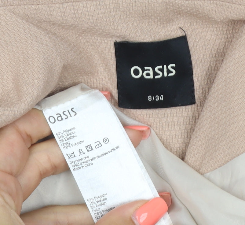 Oasis Women Beige UK 8 Tailored Lined Notch Lapel Blazer Jacket