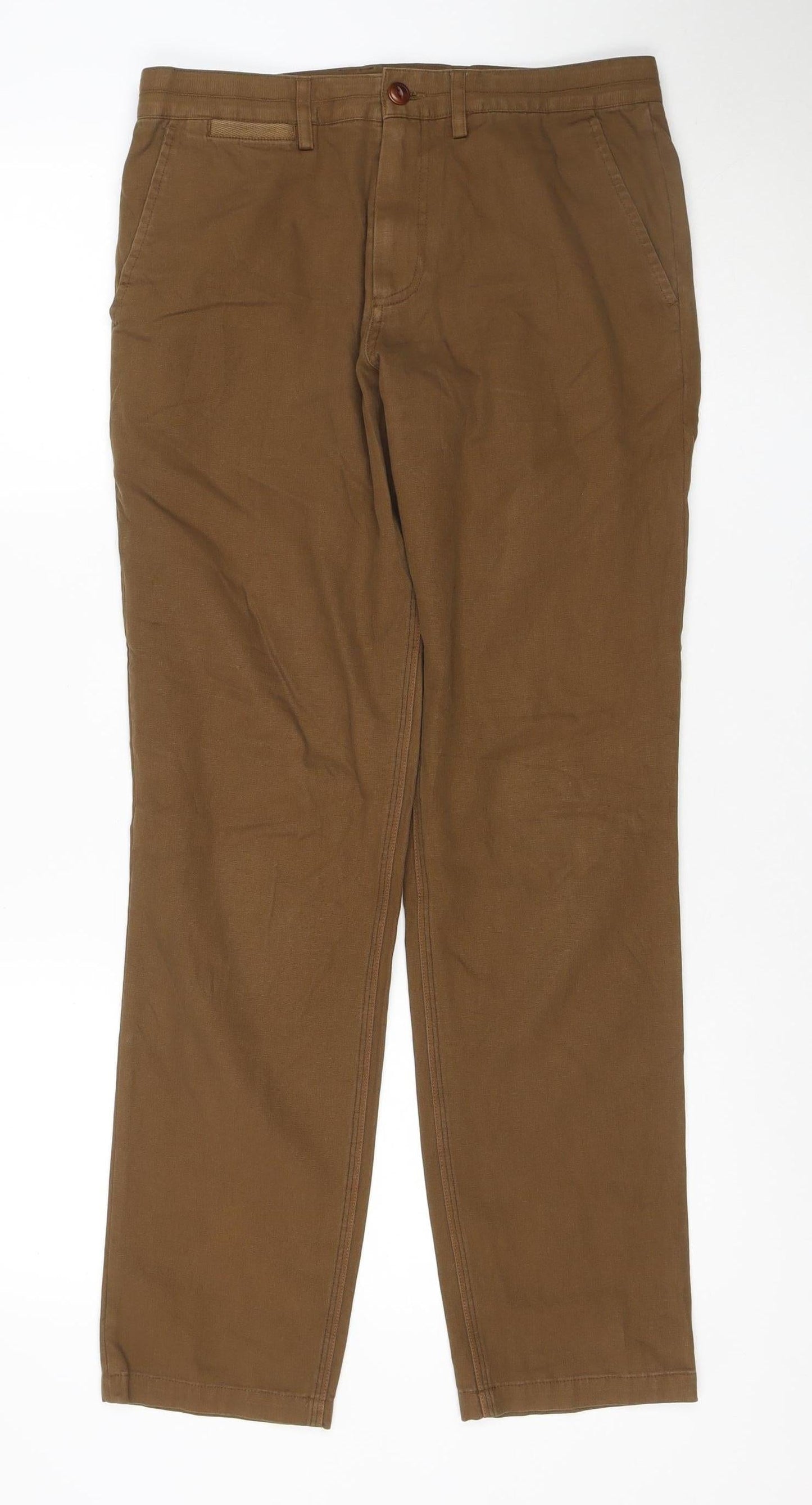 Fred Perry Men’s Brown 30R Cotton Chino Straight Trousers