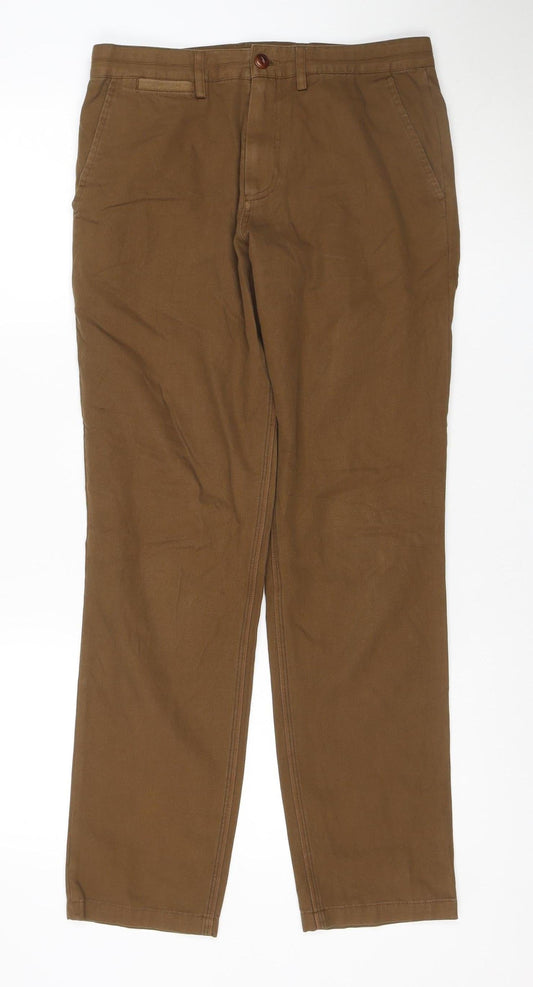 Fred Perry Men’s Brown 30R Cotton Chino Straight Trousers