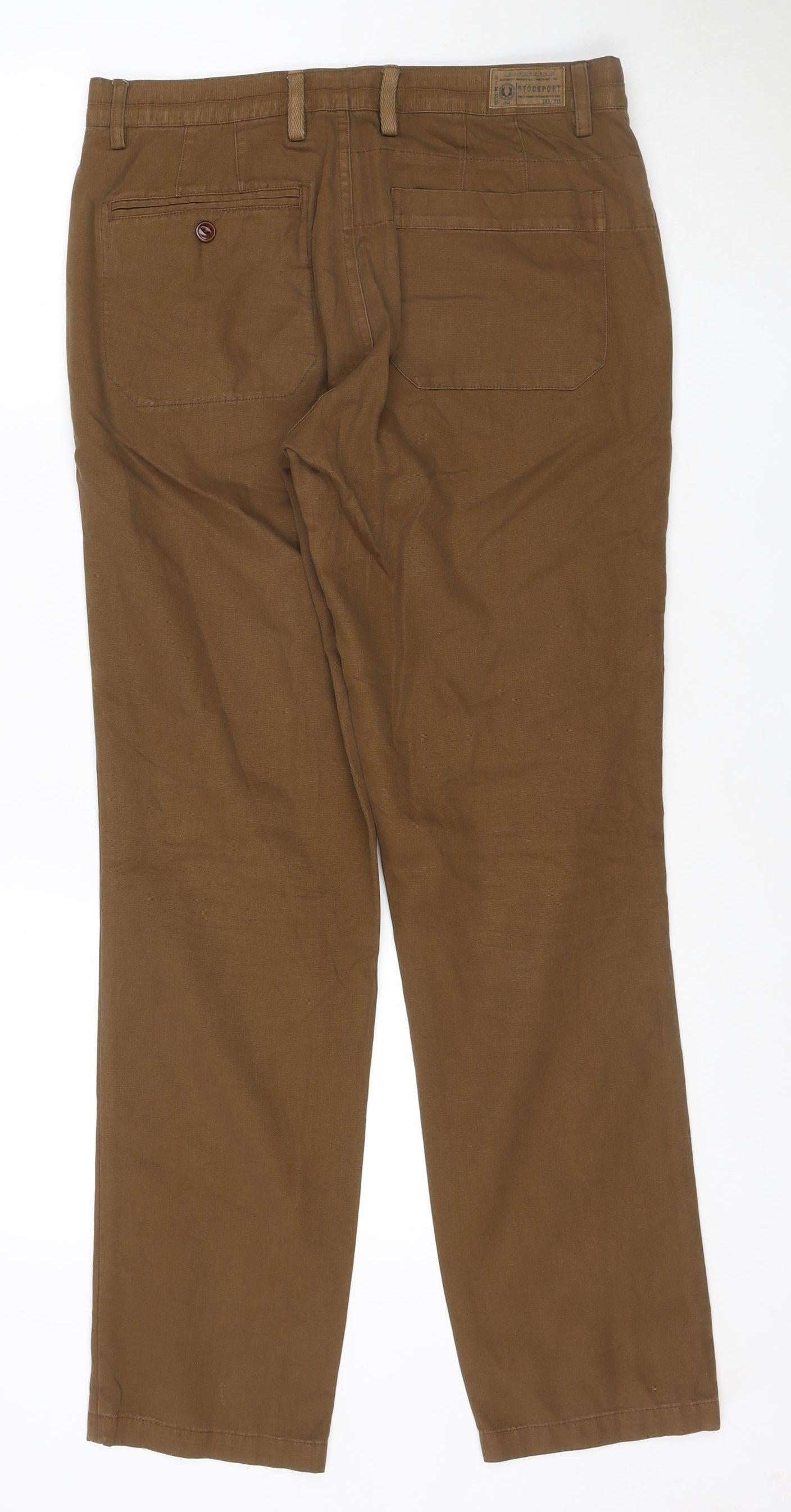 Fred Perry Men’s Brown 30R Cotton Chino Straight Trousers