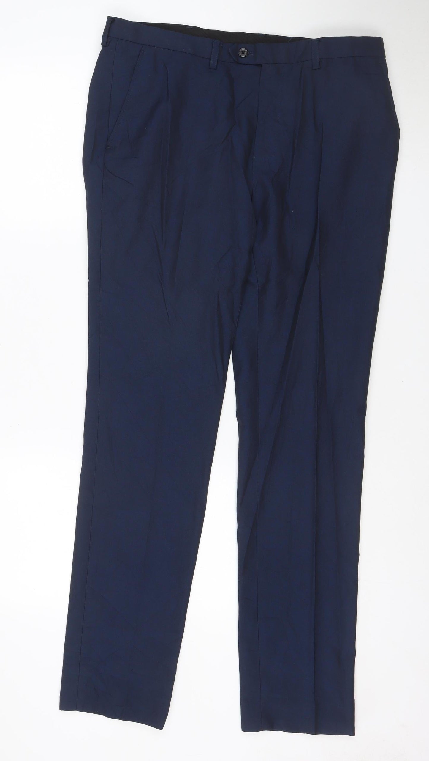Next Tailoring Men’s Navy 34W 33L Skinny Fit Dress Trousers