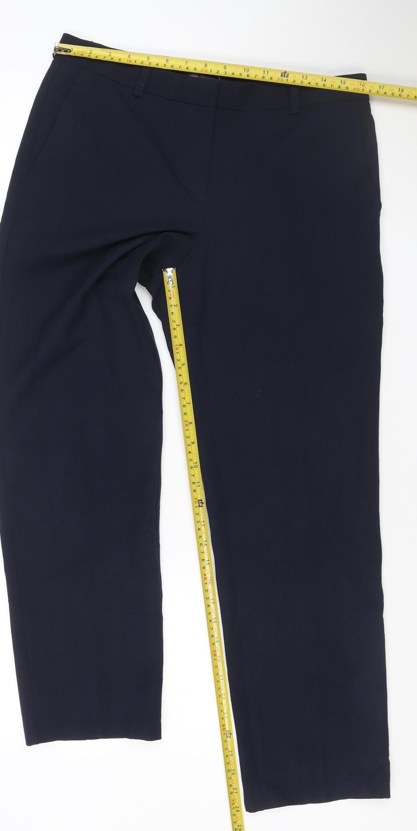 Marks and Spencer Women’s Navy Blue UK 12 Short Tailored Dress Trousers