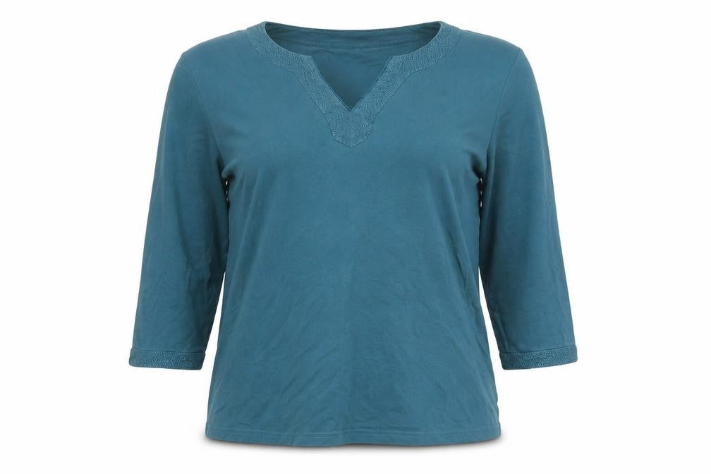 Maine New England Women's Blue Size 20 V-Neck 3/4 Sleeve Jersey Top