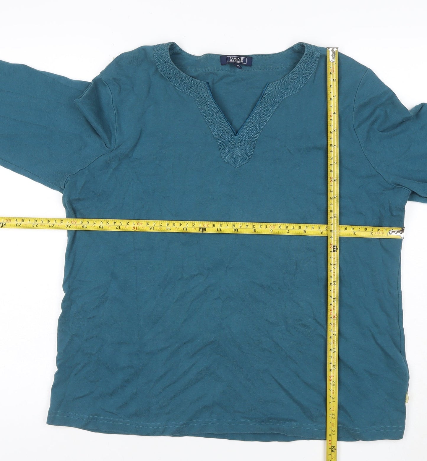 Maine New England Women's Blue Size 20 V-Neck 3/4 Sleeve Jersey Top