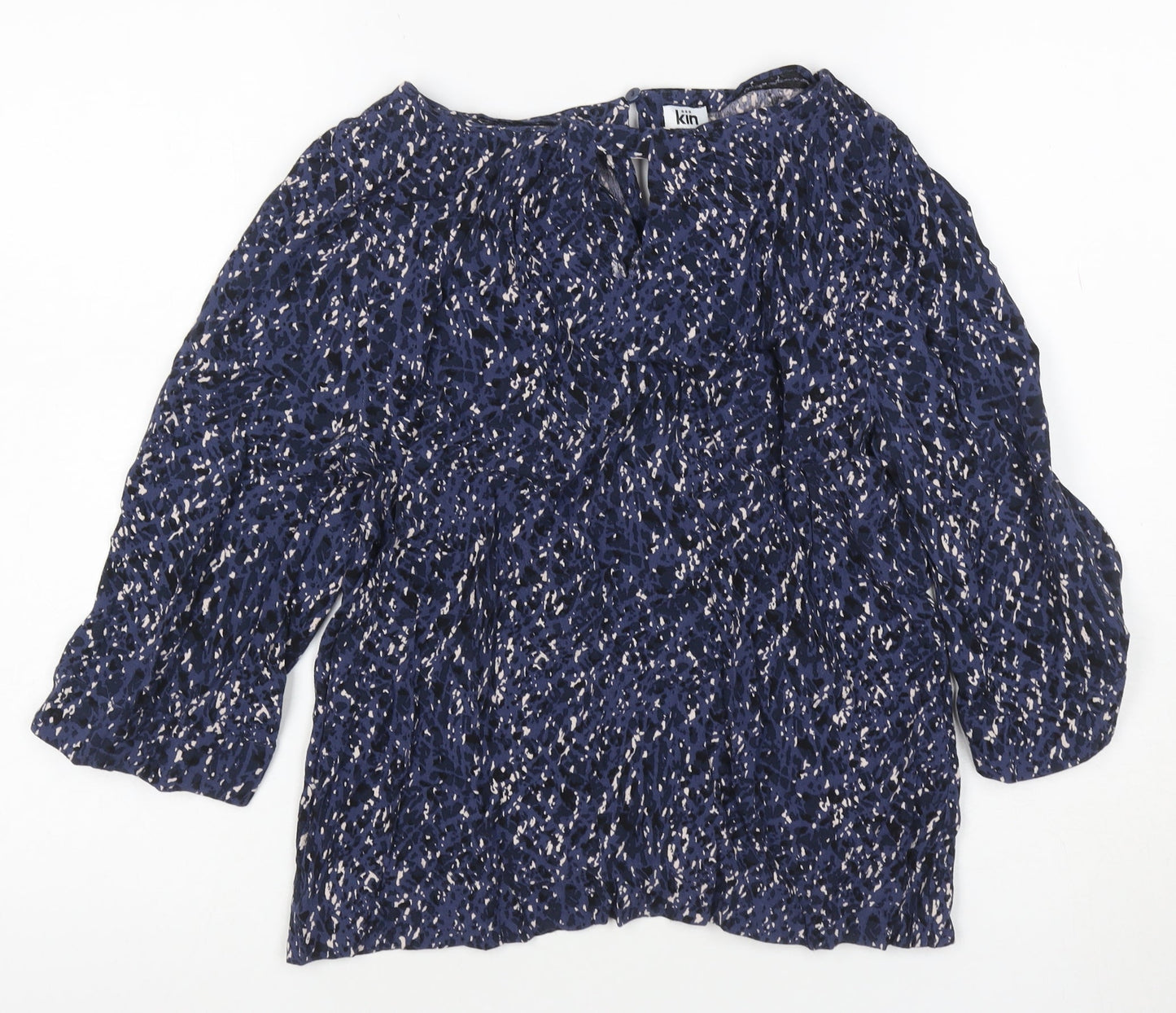 Kin by John Lewis Women’s Blue Animal Print Bell Sleeve Blouse Size 12