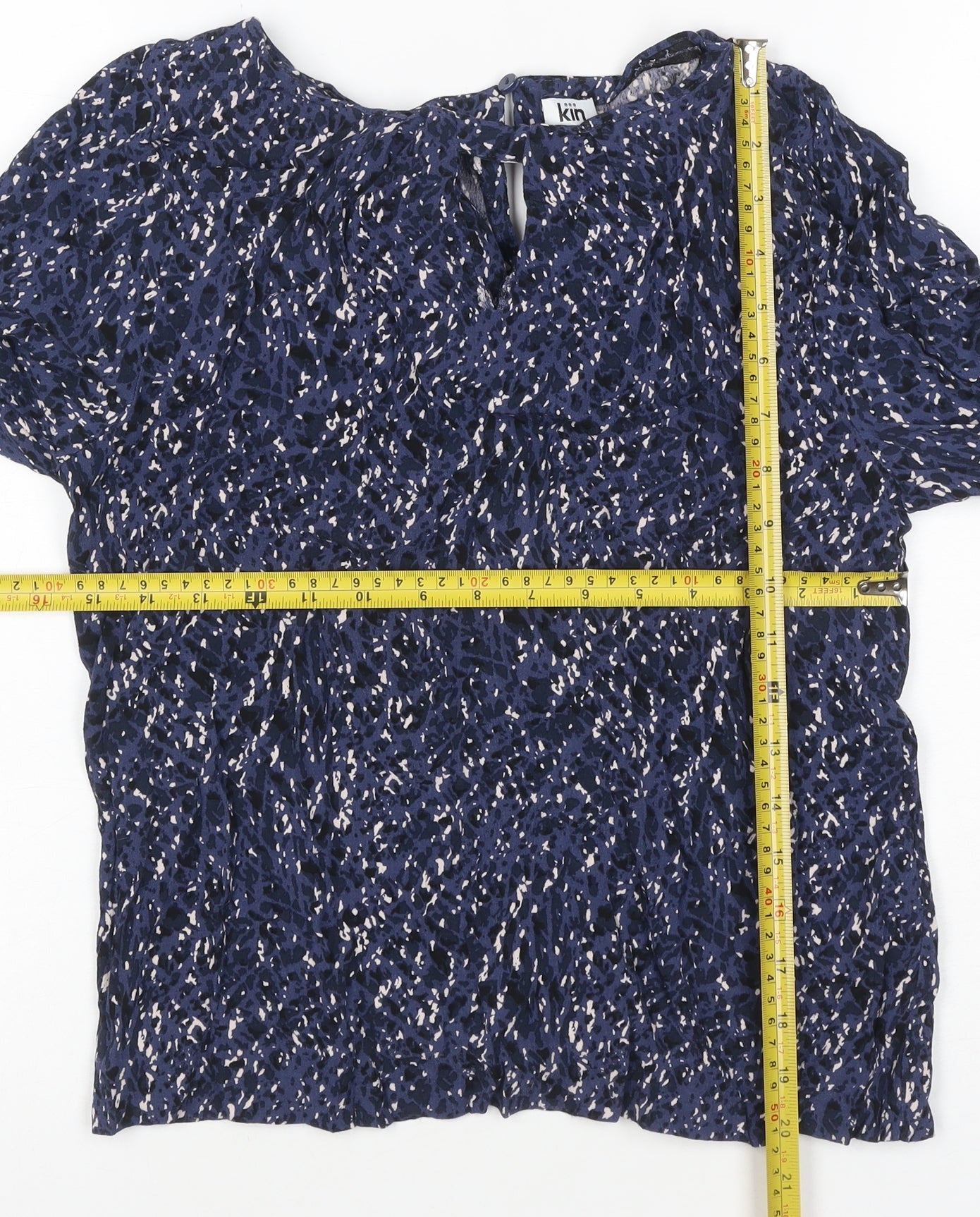 Kin by John Lewis Women’s Blue Animal Print Bell Sleeve Blouse Size 12