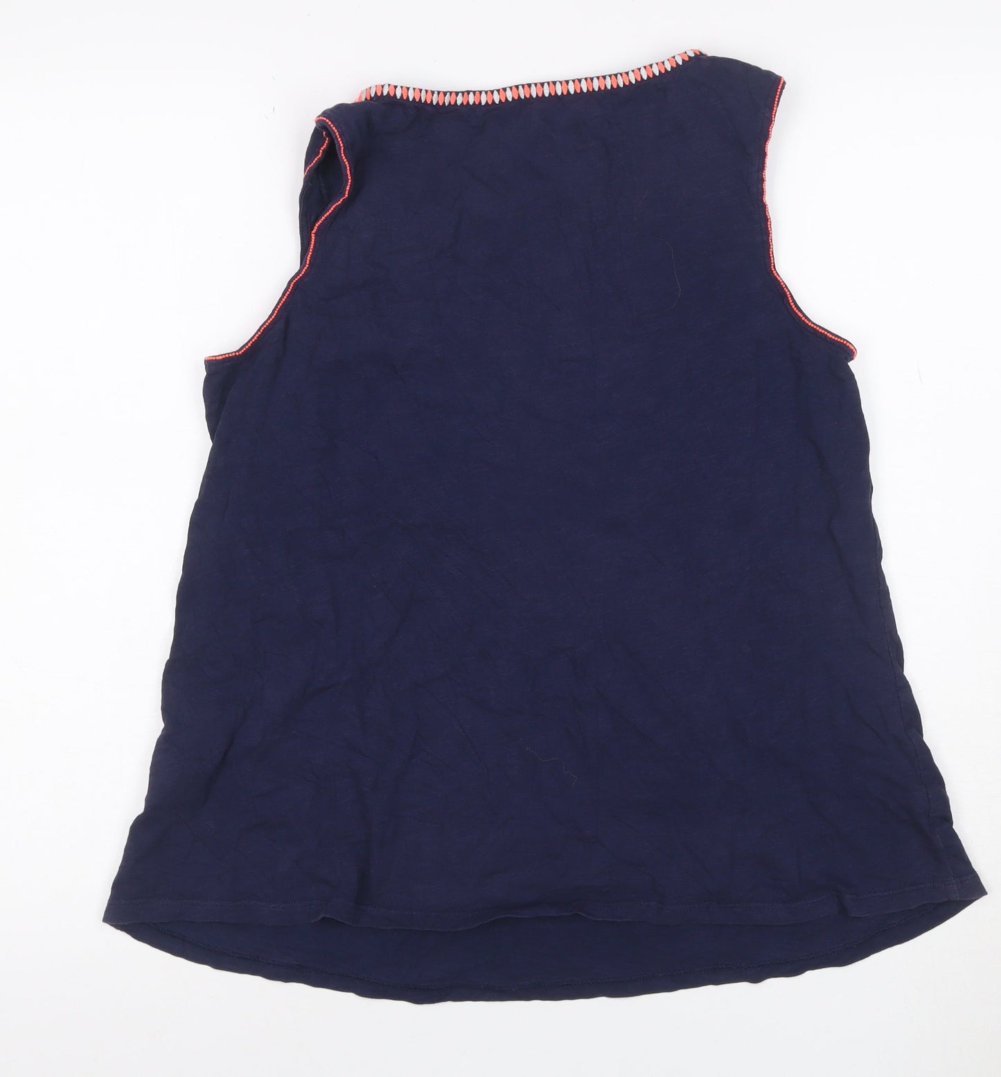 Bella Women’s Navy UK 12 Embroidered Bohemian Sleeveless Tank Top