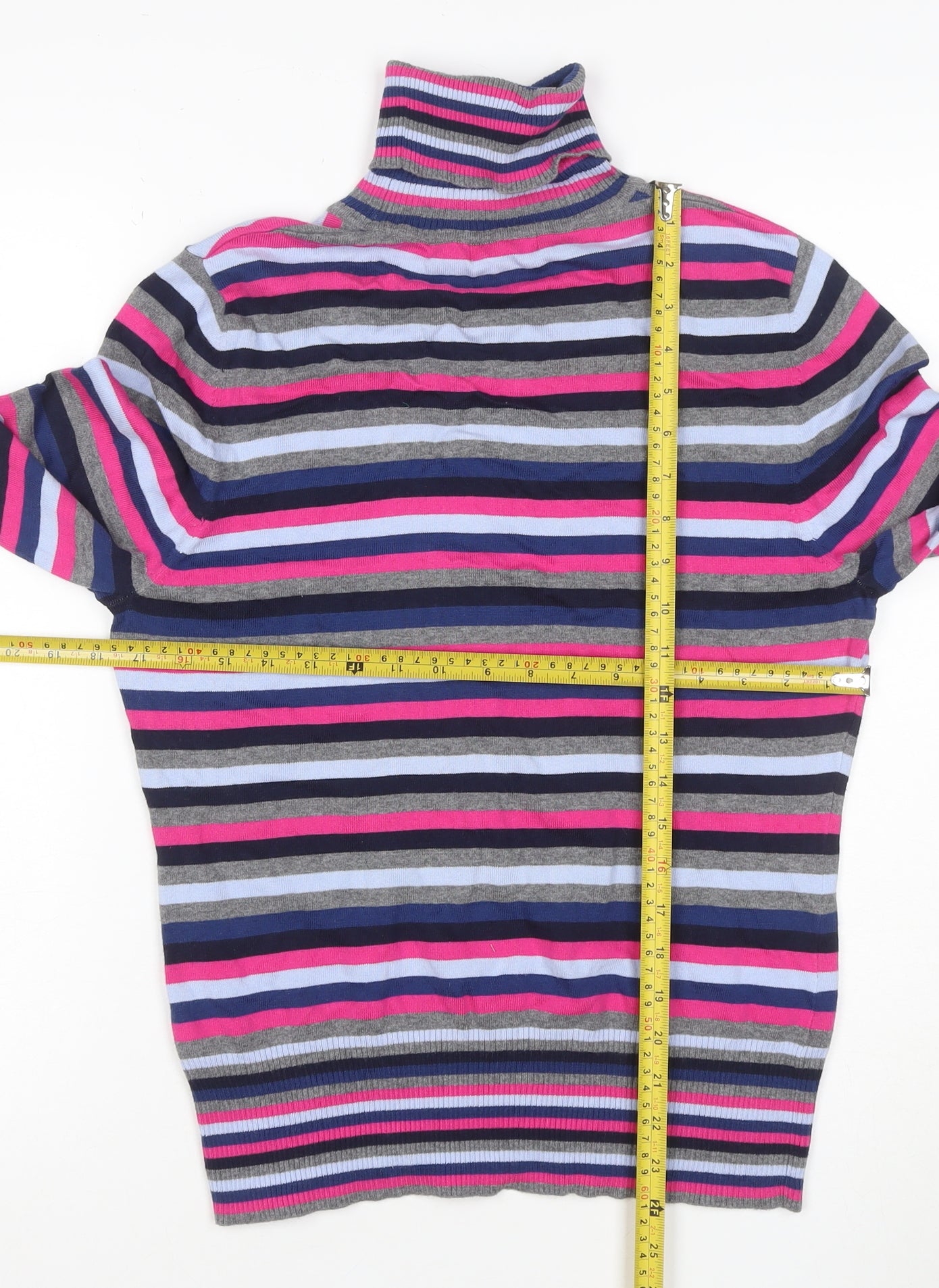 Next Women’s Multicoloured Stripe Roll Neck Knit Jumper UK 18
