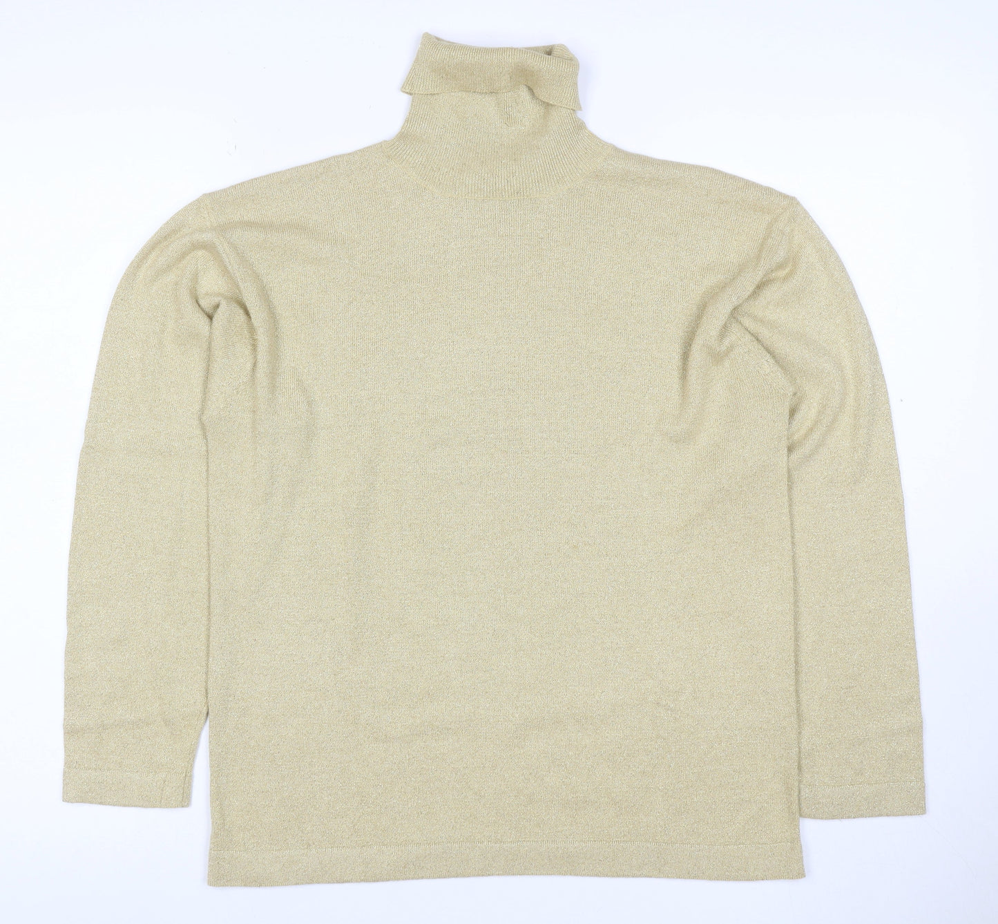 SJ Designs Women’s Gold Glitter Roll Neck Knit Jumper Size M