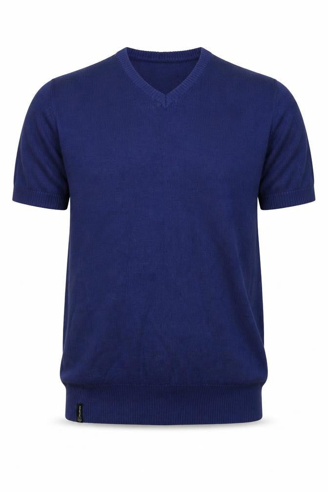 Diverse Men’s Blue Cotton V-Neck Pullover Jumper Size M