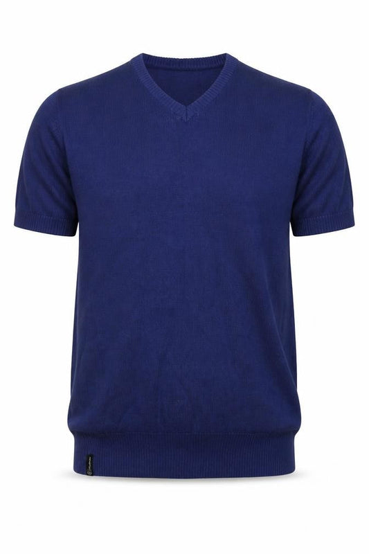 Diverse Men’s Blue Cotton V-Neck Pullover Jumper Size M