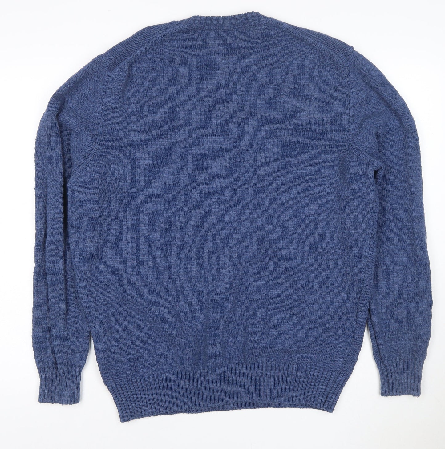 Zara Men’s Blue Crew Neck Knit Pullover Jumper Size M Cotton Blend