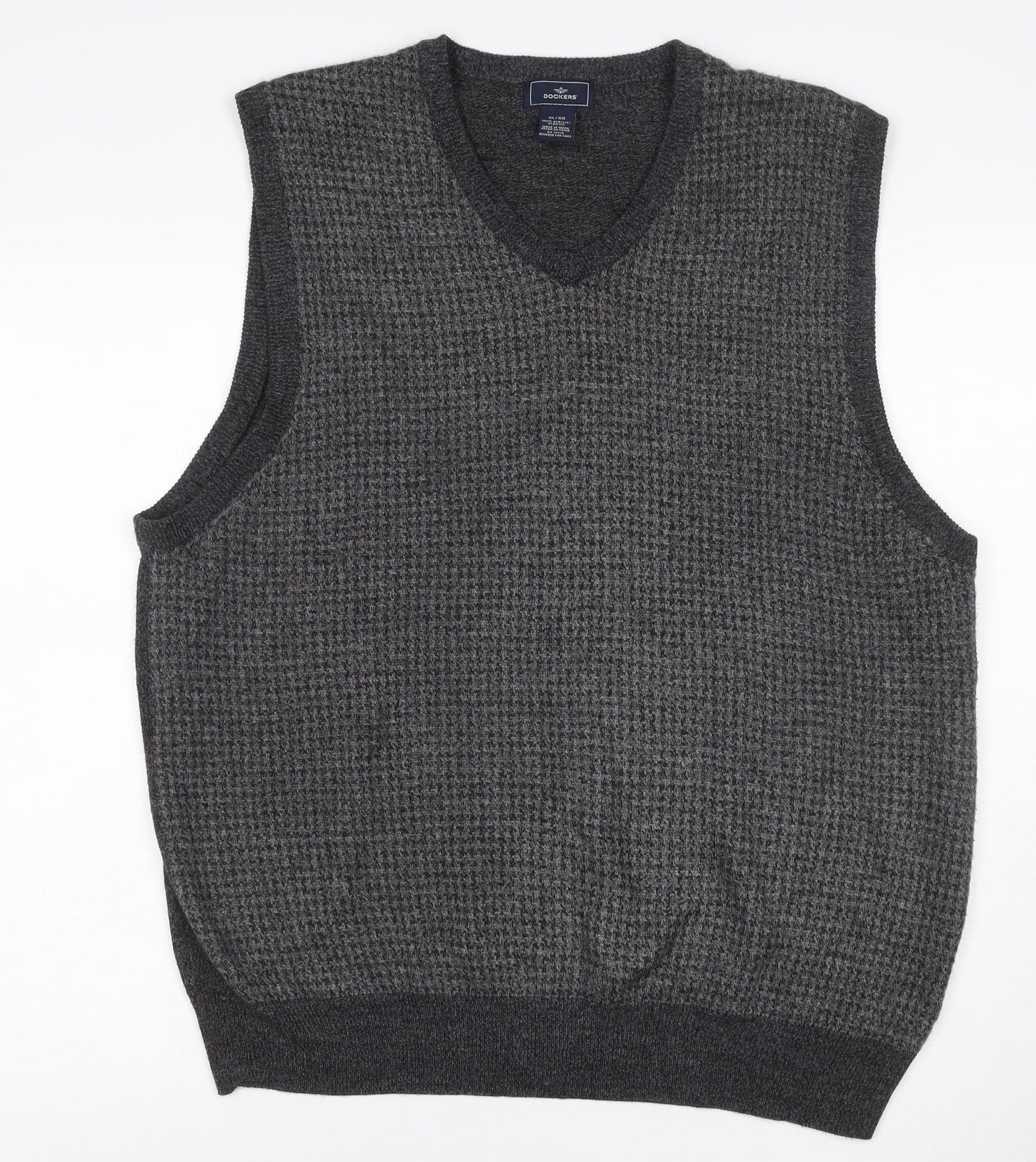 Dockers Men’s Grey XL V-Neck Acrylic Knit Sweater Vest Classic