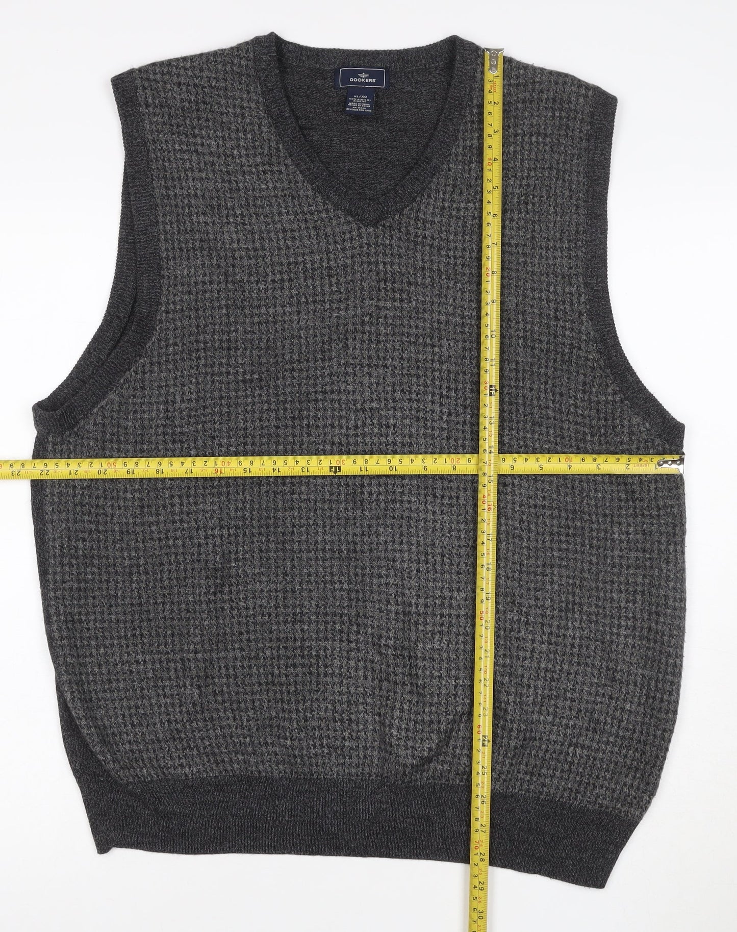 Dockers Men’s Grey XL V-Neck Acrylic Knit Sweater Vest Classic
