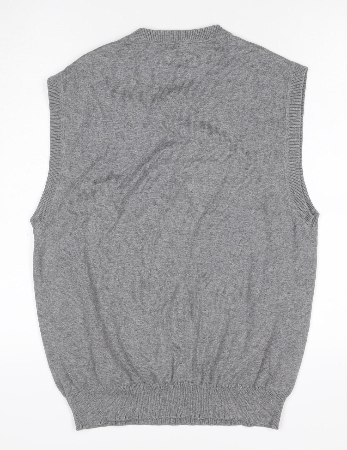 St. John's Bay Men Grey Cotton V-Neck Knit Vest Jumper Size S