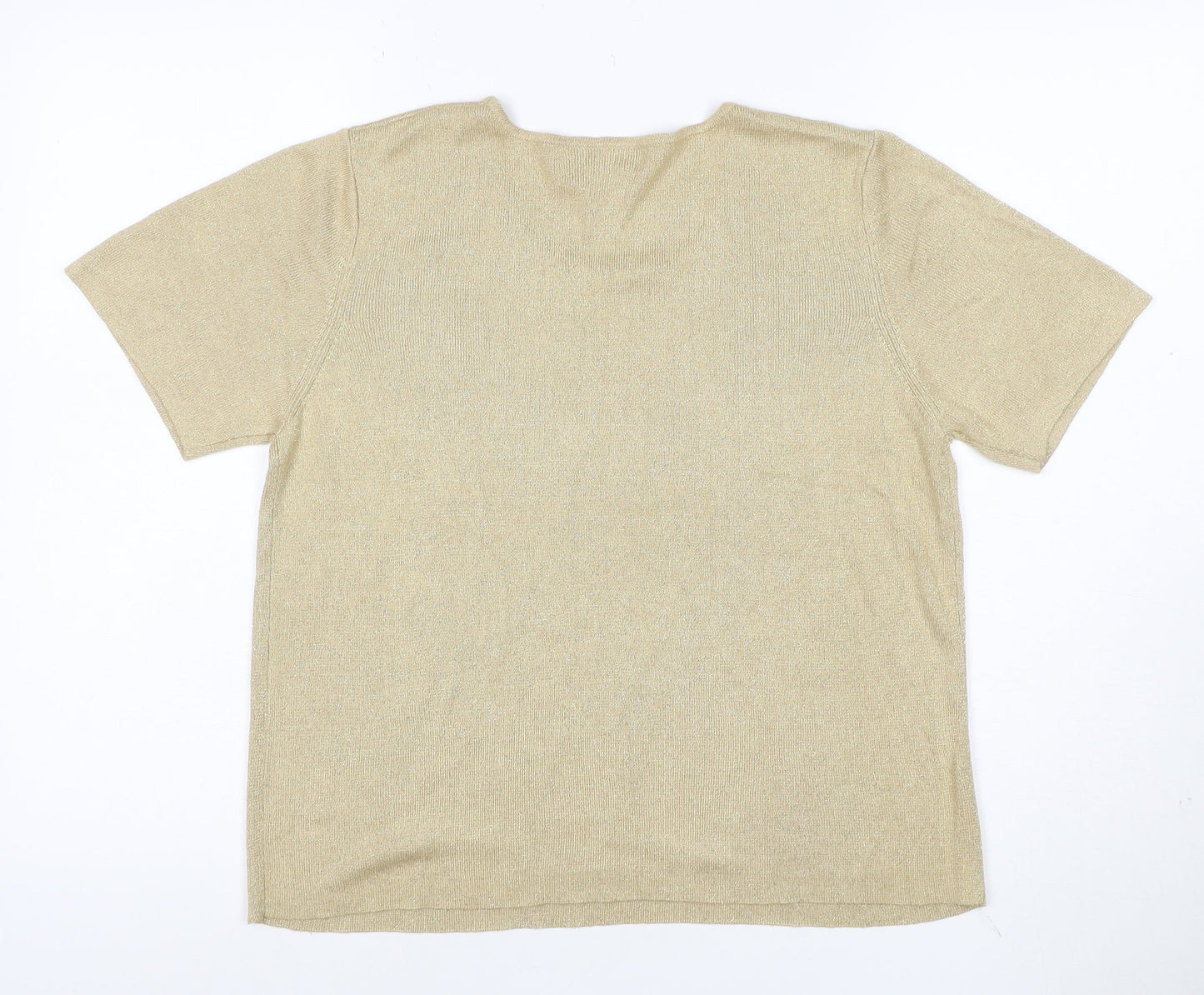 Draper's & Damon's Women Beige UK 14 Petite Metallic Knit Top