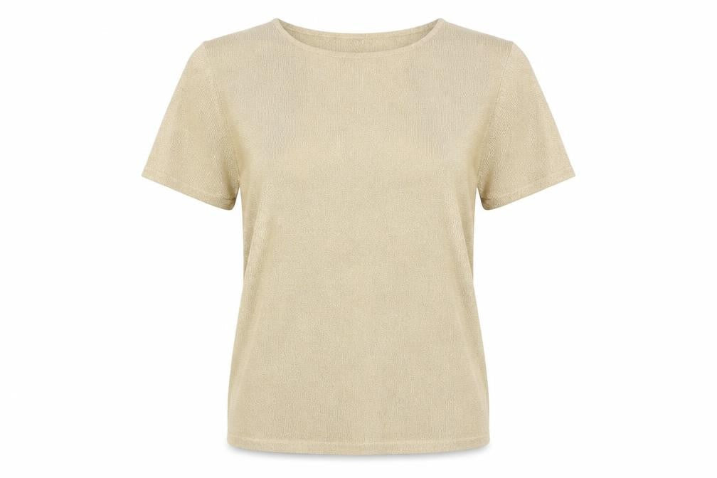 Draper's & Damon's Women Beige UK 14 Petite Metallic Knit Top