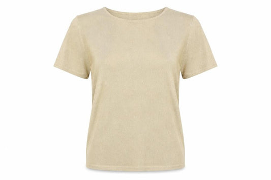Draper's & Damon's Women Beige UK 14 Petite Metallic Knit Top
