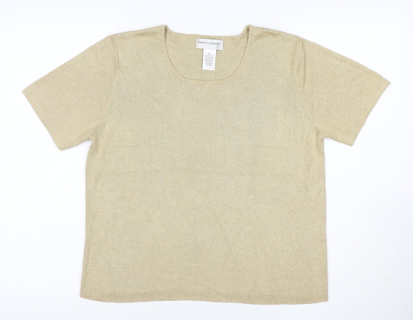 Draper's & Damon's Women Beige UK 14 Petite Metallic Knit Top