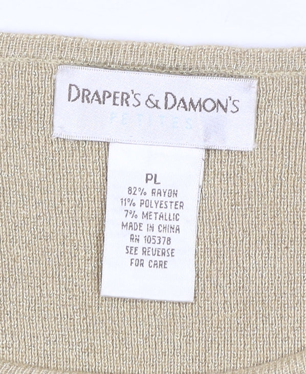 Draper's & Damon's Women Beige UK 14 Petite Metallic Knit Top