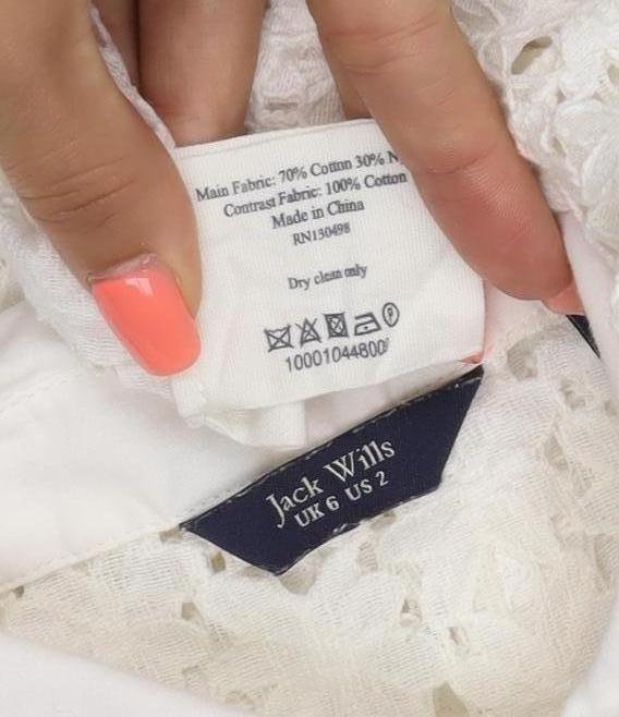 Jack Wills Women Ivory UK 6 Sleeveless Lace Floral Collared Button Blouse