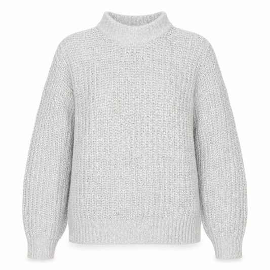 Marks & Spencer Collection Women Grey Metallic Knit Roll Neck Jumper UK 4