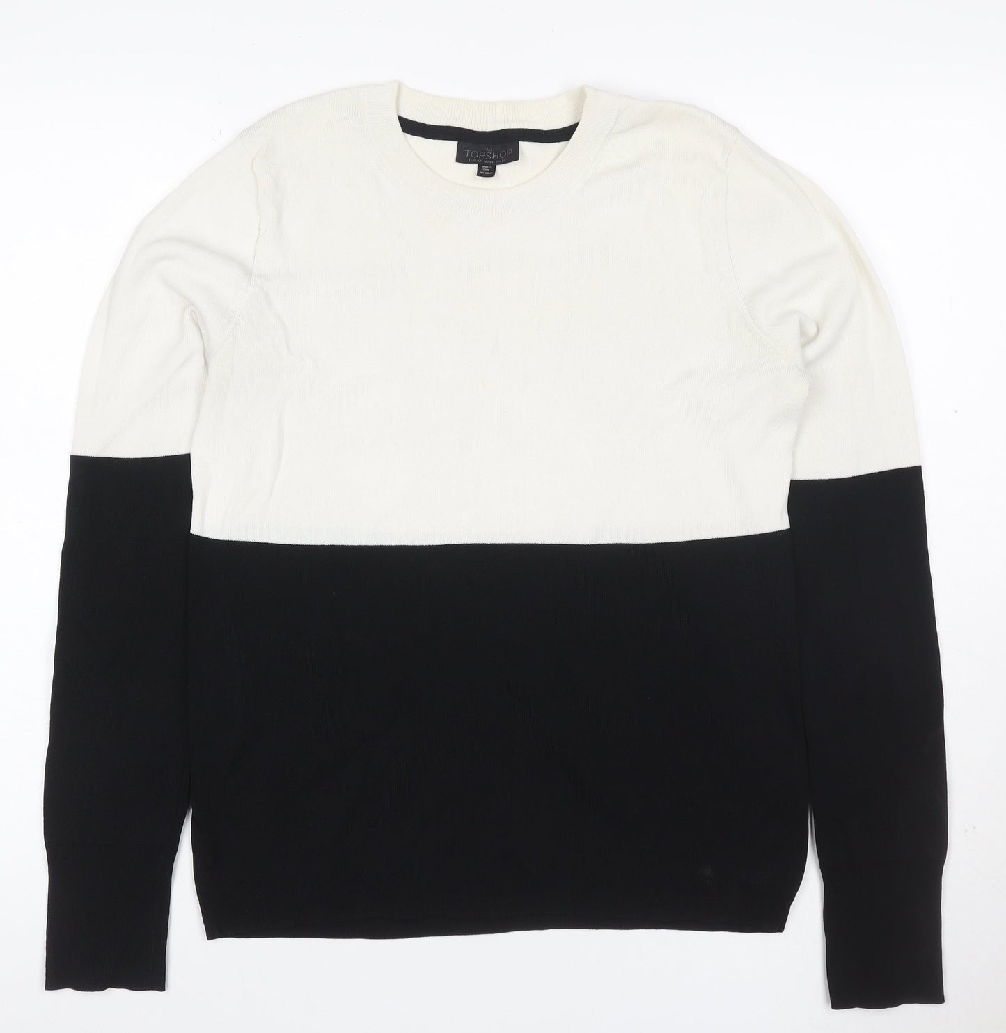 Topshop Tall Women’s Ivory Black Colour Block Knit Jumper UK 14